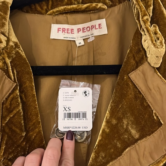 Free People Faye Velvet Jacket In Warm Tobacco Size XS - Picture 6 of 8